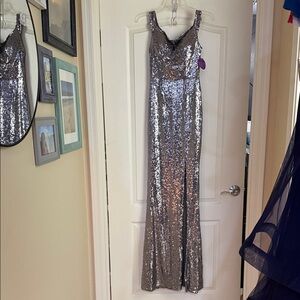Size small- Silver Sequin Gown